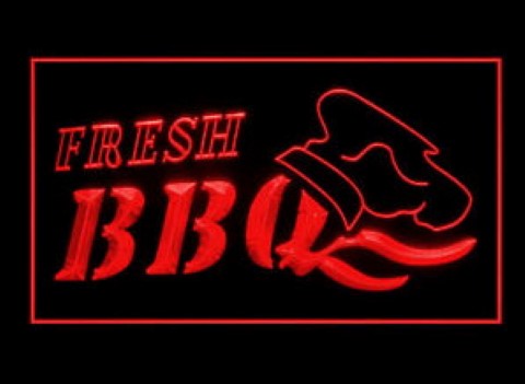 OPEN Fresh BBQ Bar LED Neon Sign